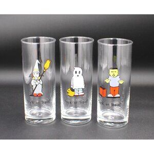 Halloween Trick Or Treat Collins Tumbler Glasses Ocean Thailand Set Of  3